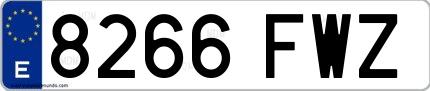 Ejemplo de matrícula española 8266 FWZ