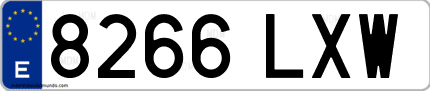 Ejemplo de matrícula de coche ordinaria 8266 LXW
