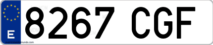 Ejemplo de matrícula de coche ordinaria 8267 CGF