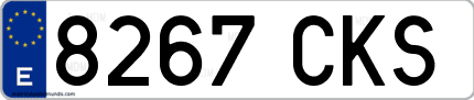 Ejemplo de matrícula de coche ordinaria 8267 CKS