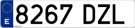 Ejemplo de matrícula de coche ordinaria 8267 DZL
