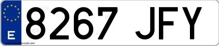 Ejemplo de matrícula española 8267 JFY