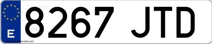 Ejemplo de matrícula española 8267 JTD
