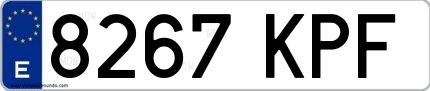 Ejemplo de matrícula española 8267 KPF