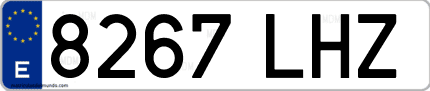 Ejemplo de matrícula de coche ordinaria 8267 LHZ