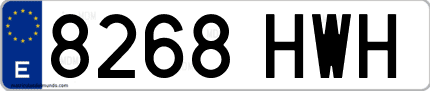 Ejemplo de matrícula de coche ordinaria 8268 HWH