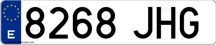 Ejemplo de matrícula de coche ordinaria 8268 JHG