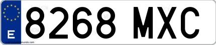 Ejemplo de matrícula española 8268 MXC