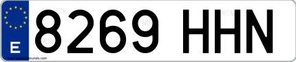 Ejemplo de matrícula española 8269 HHN