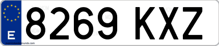 Ejemplo de matrícula de coche ordinaria 8269 KXZ