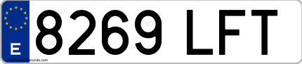Ejemplo de matrícula de coche ordinaria 8269 LFT