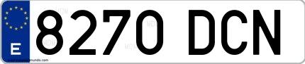 Ejemplo de matrícula española 8270 DCN