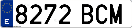 Ejemplo de matrícula de coche ordinaria 8272 BCM