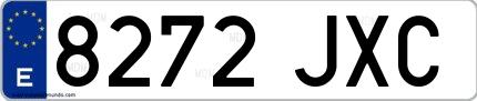 Ejemplo de matrícula española 8272 JXC