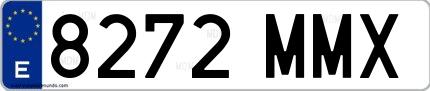 Ejemplo de matrícula española 8272 MMX
