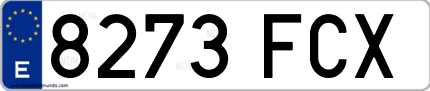 Ejemplo de matrícula de coche ordinaria 8273 FCX