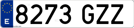 Ejemplo de matrícula de coche ordinaria 8273 GZZ
