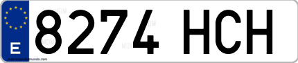 Ejemplo de matrícula de coche ordinaria 8274 HCH