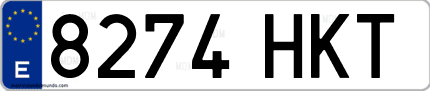 Ejemplo de matrícula de coche ordinaria 8274 HKT