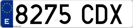 Ejemplo de matrícula española 8275 CDX