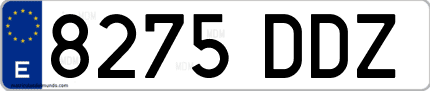 Ejemplo de matrícula de coche ordinaria 8275 DDZ
