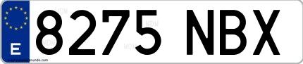 Ejemplo de matrícula española 8275 NBX