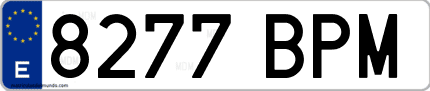 Ejemplo de matrícula de coche ordinaria 8277 BPM
