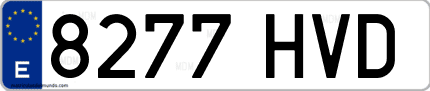 Ejemplo de matrícula de coche ordinaria 8277 HVD