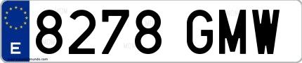 Ejemplo de matrícula española 8278 GMW