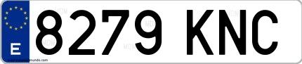 Ejemplo de matrícula española 8279 KNC