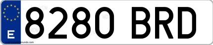 Ejemplo de matrícula española 8280 BRD