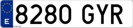 Ejemplo de matrícula española 8280 GYR