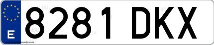 Ejemplo de matrícula española 8281 DKX