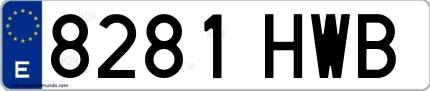 Ejemplo de matrícula española 8281 HWB