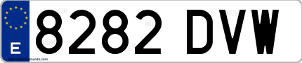 Ejemplo de matrícula de coche ordinaria 8282 DVW