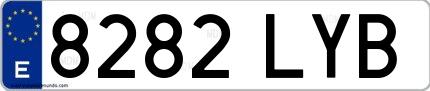 Ejemplo de matrícula española 8282 LYB