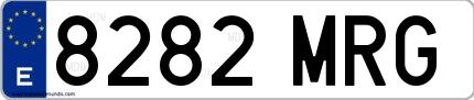 Ejemplo de matrícula española 8282 MRG