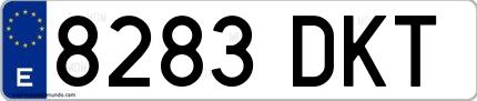Ejemplo de matrícula española 8283 DKT