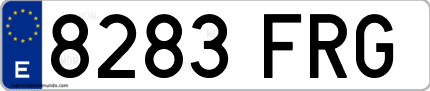 Ejemplo de matrícula de coche ordinaria 8283 FRG