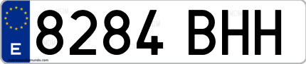Ejemplo de matrícula de coche ordinaria 8284 BHH