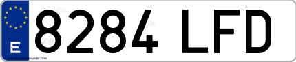 Ejemplo de matrícula de coche ordinaria 8284 LFD
