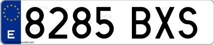 Ejemplo de matrícula española 8285 BXS