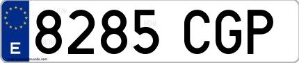 Ejemplo de matrícula española 8285 CGP