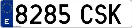 Ejemplo de matrícula española 8285 CSK