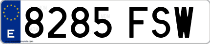 Ejemplo de matrícula de coche ordinaria 8285 FSW