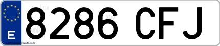 Ejemplo de matrícula española 8286 CFJ