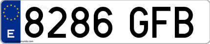 Ejemplo de matrícula de coche ordinaria 8286 GFB