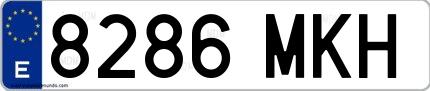 Ejemplo de matrícula española 8286 MKH