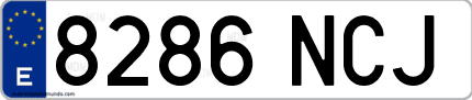 Ejemplo de matrícula de coche ordinaria 8286 NCJ