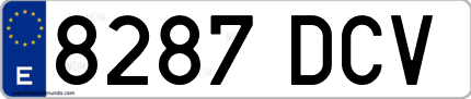 Ejemplo de matrícula de coche ordinaria 8287 DCV